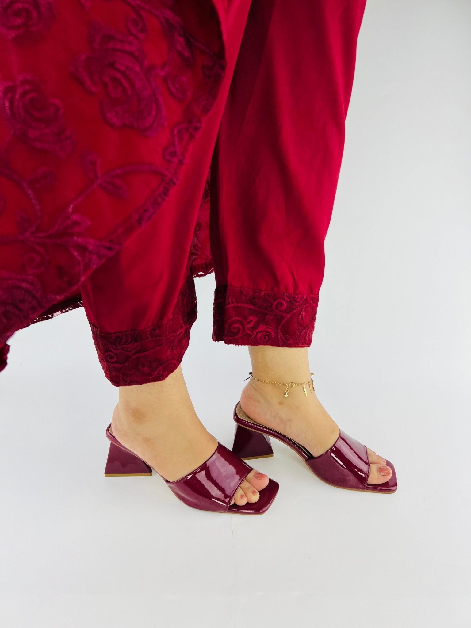 Glossy Wine Patent Heels - Spunkz