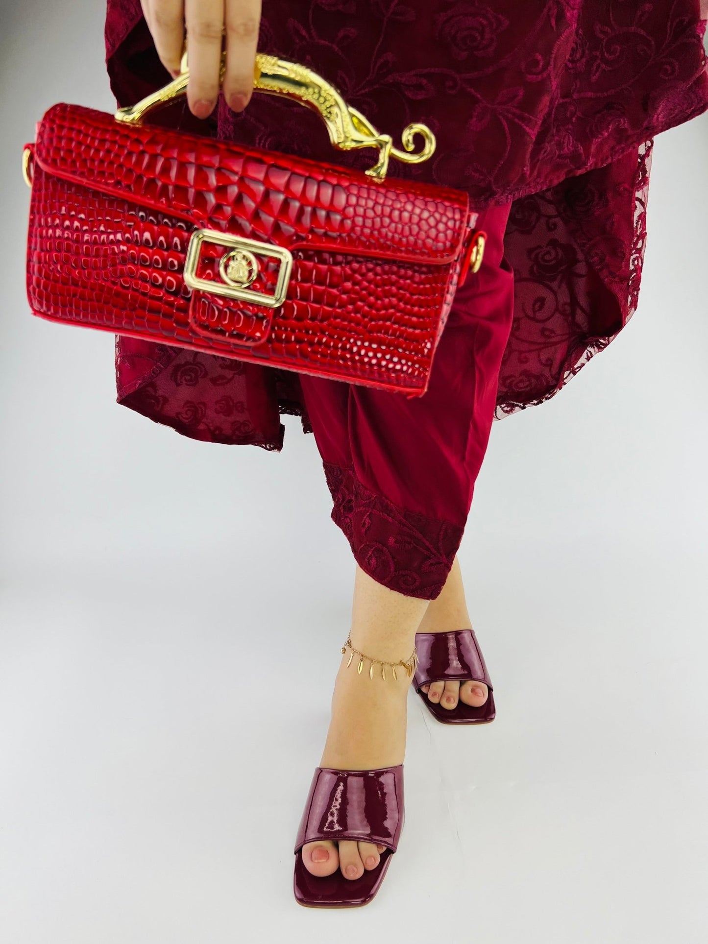 Glossy Wine Patent Heels - Spunkz