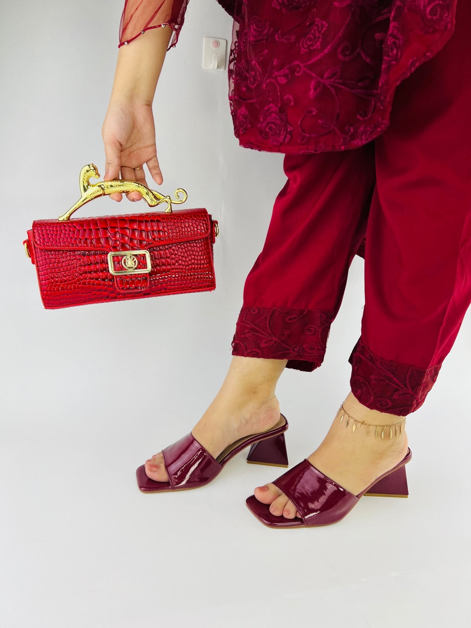 Glossy Wine Patent Heels - Spunkz