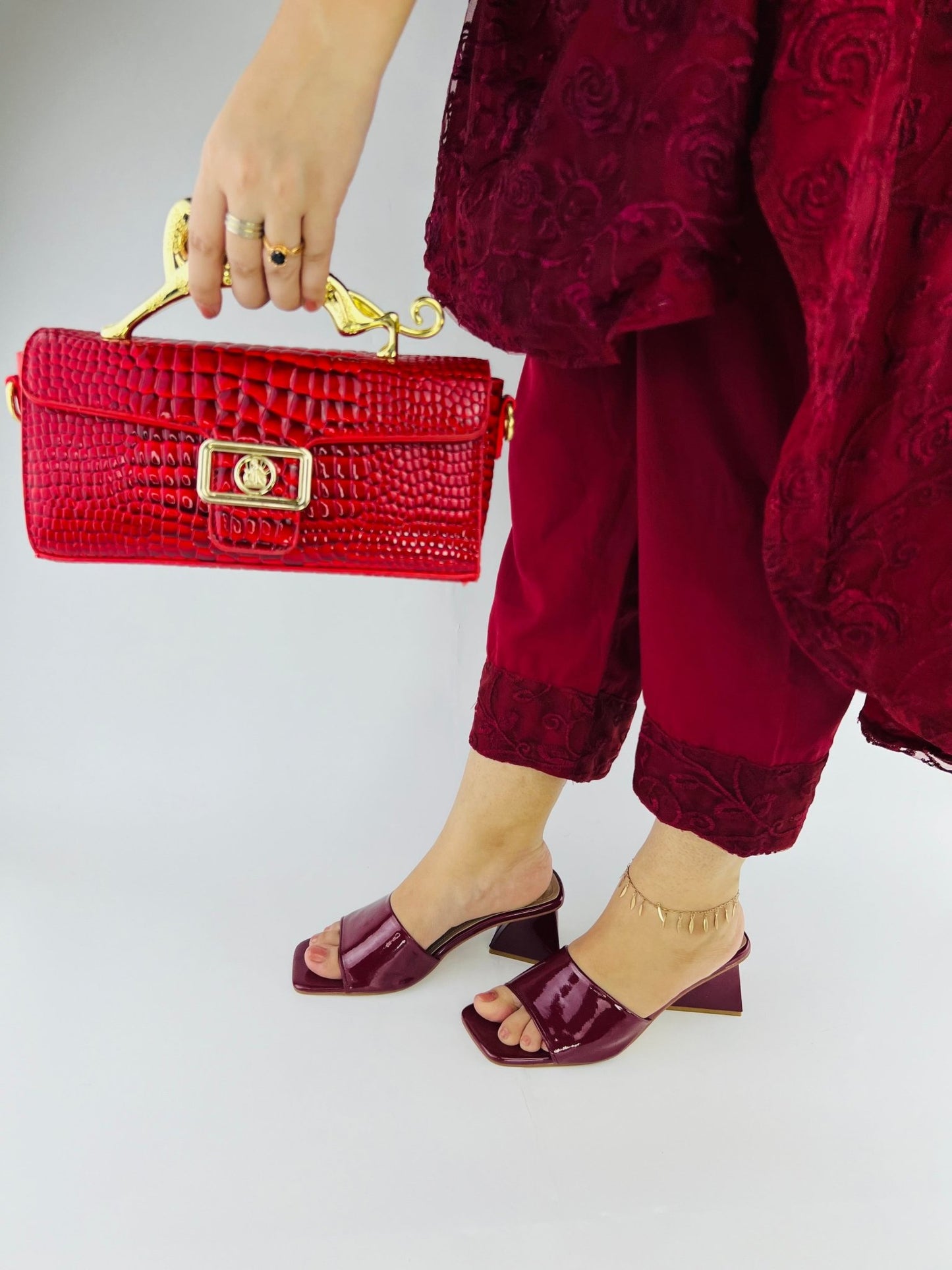 Glossy Wine Patent Heels - Spunkz