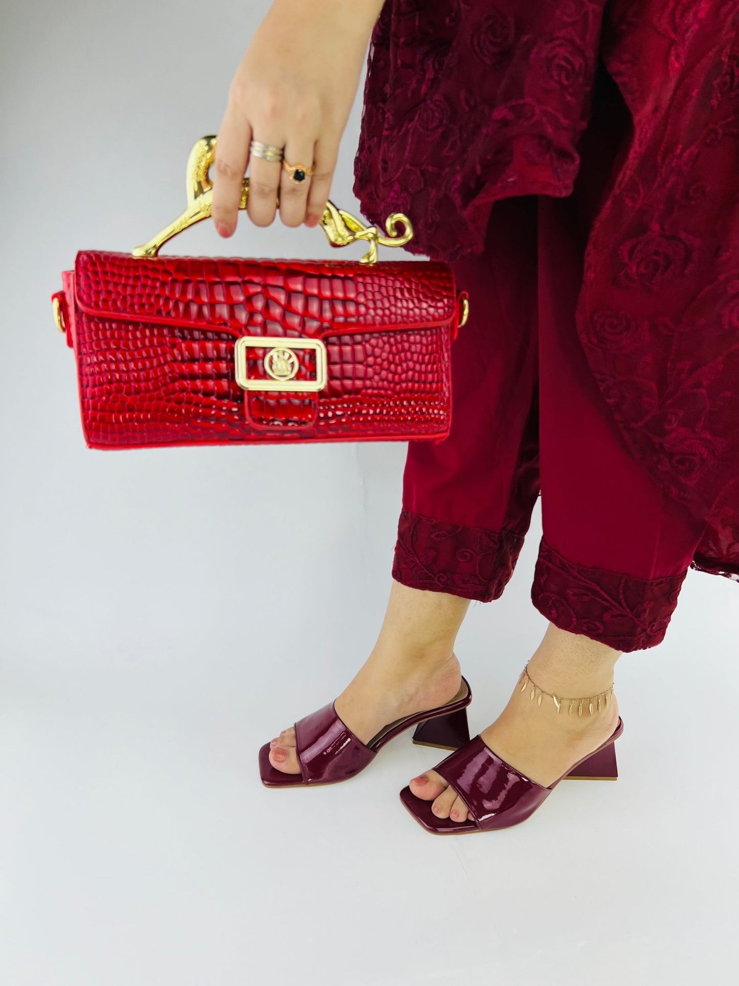 Glossy Wine Patent Heels - Spunkz