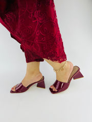 Glossy Wine Patent Heels - Spunkz