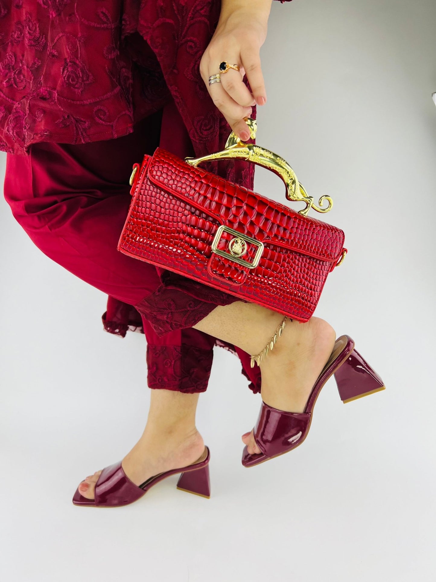 Glossy Wine Patent Heels - Spunkz