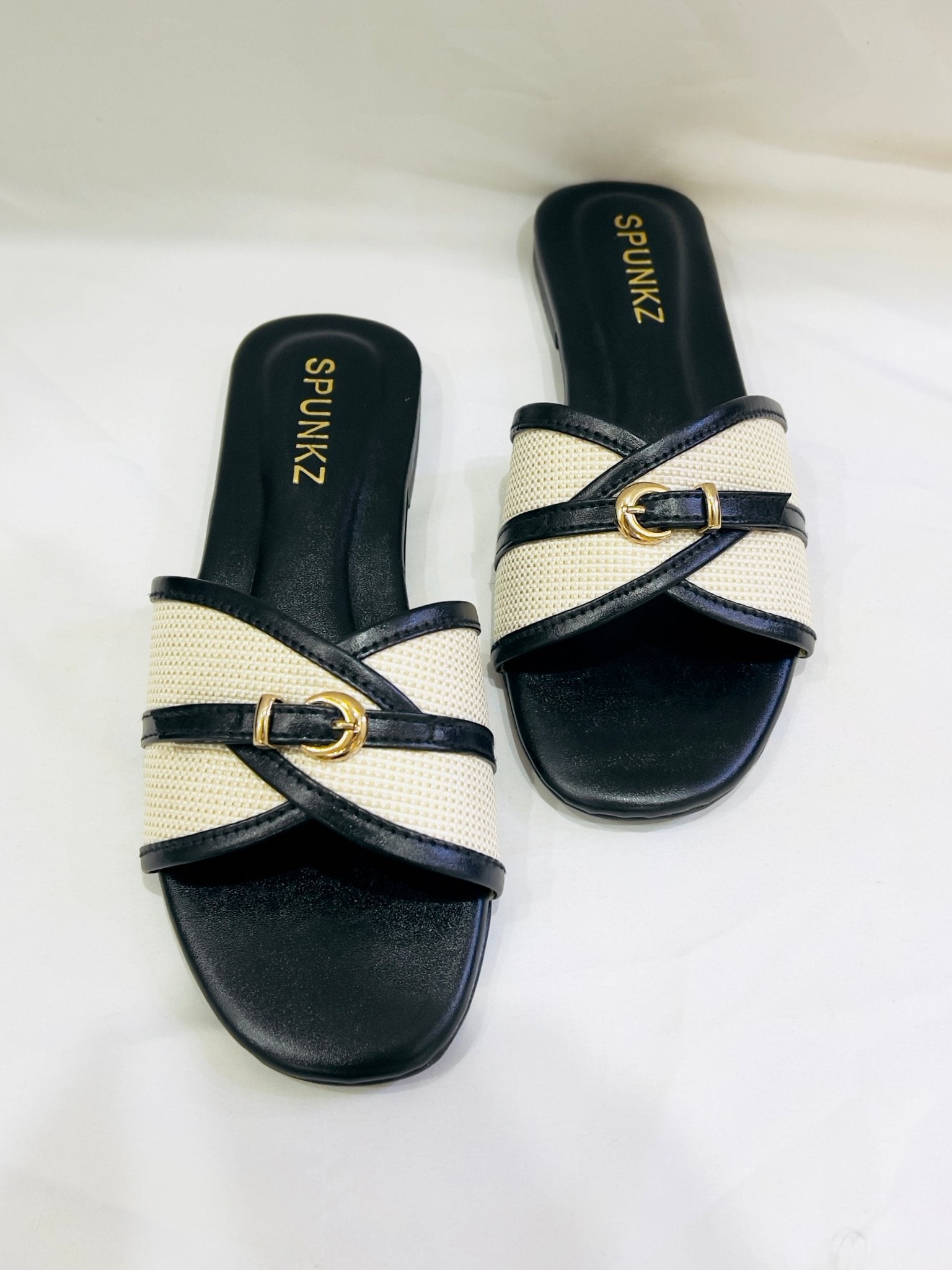 Slip On Flats Black Slippers - Spunkz