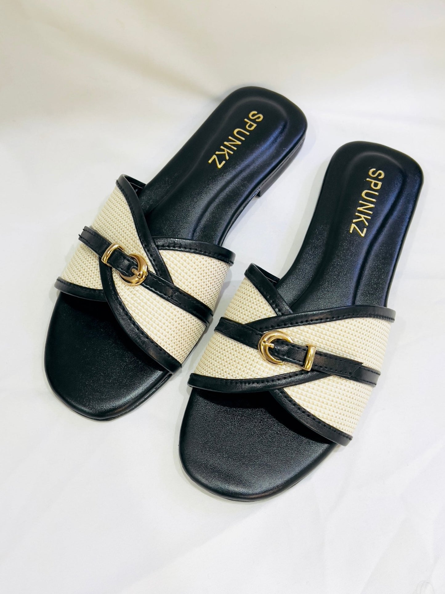 Slip On Flats Black Slippers - Spunkz