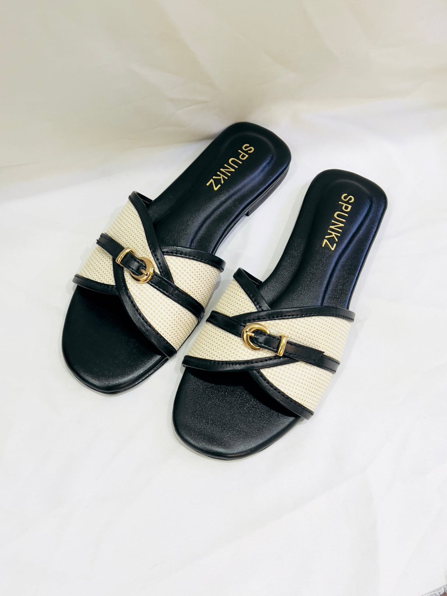 Slip On Flats Black Slippers - Spunkz