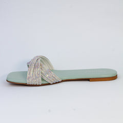 Diana Sea Green Slippers - Spunkz
