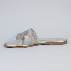 Oran Silver Flat Sandals (11034) - Spunkz