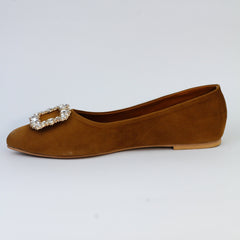 Myla Brown Velvet Pump Shoes - Spunkz