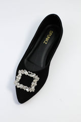 Myla Black Velvet Pump Shoes - Spunkz