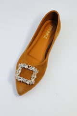 Myla Brown Velvet Pump Shoes - Spunkz