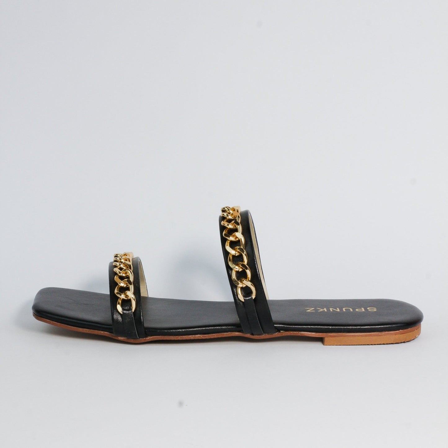 Ziva Black Flat Slip on Sandals (11038) - Spunkz