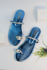 Parisa Blue Slippers (11012) - Spunkz