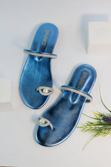 Parisa Blue Slippers (11012) - Spunkz