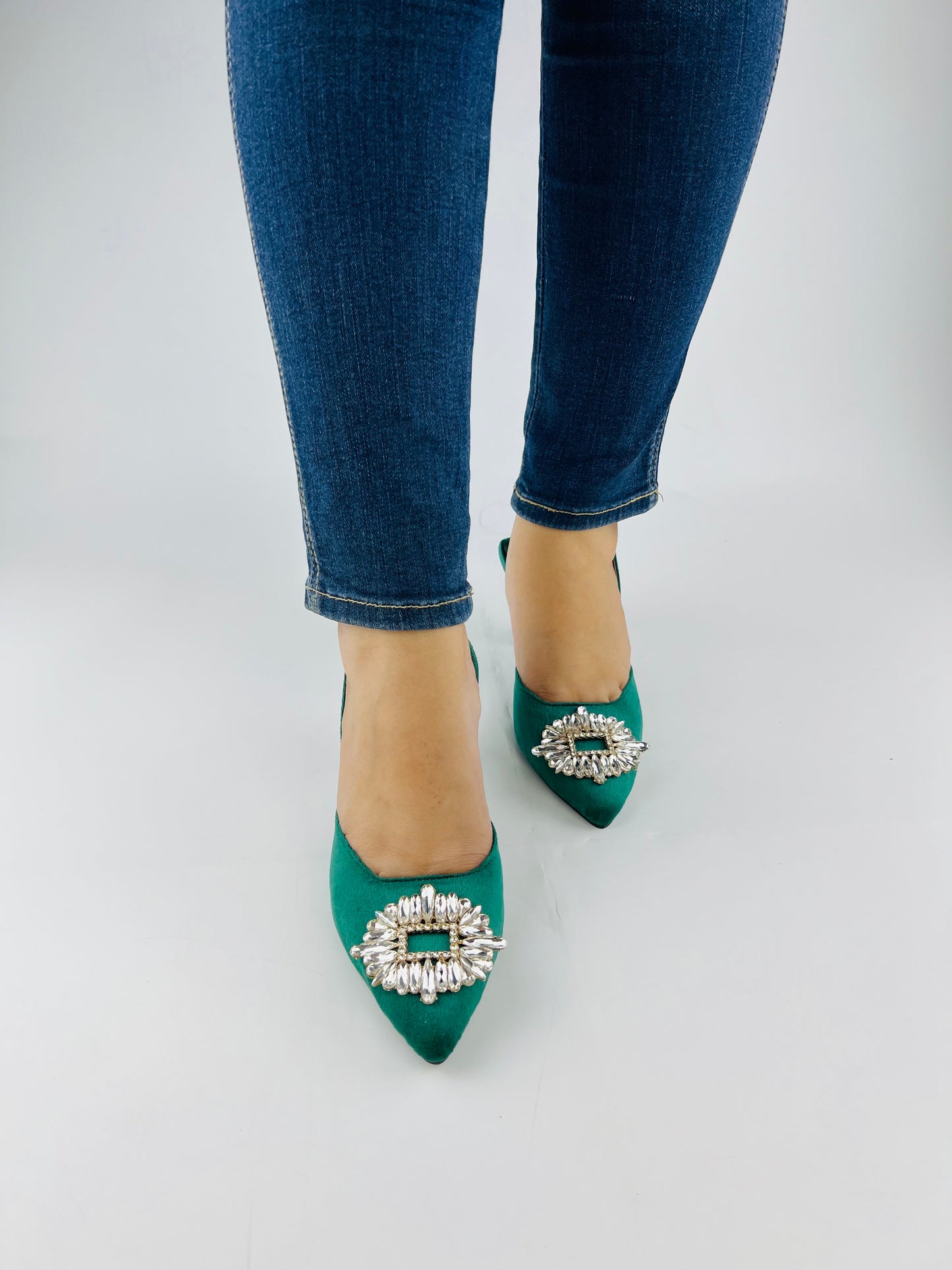 Anastasia Green Velvet Slingback-11083