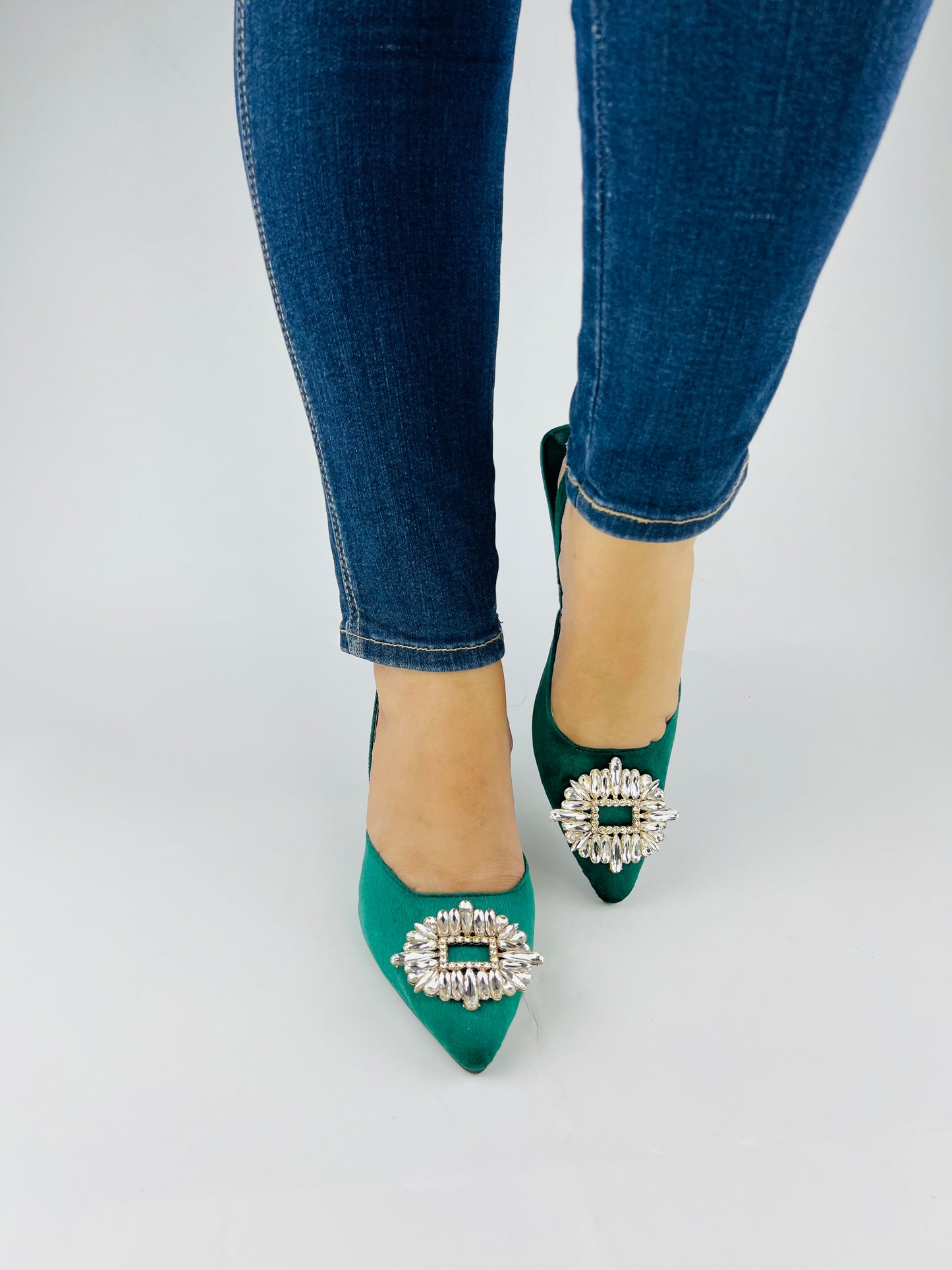 Anastasia Green Velvet Slingback-11083