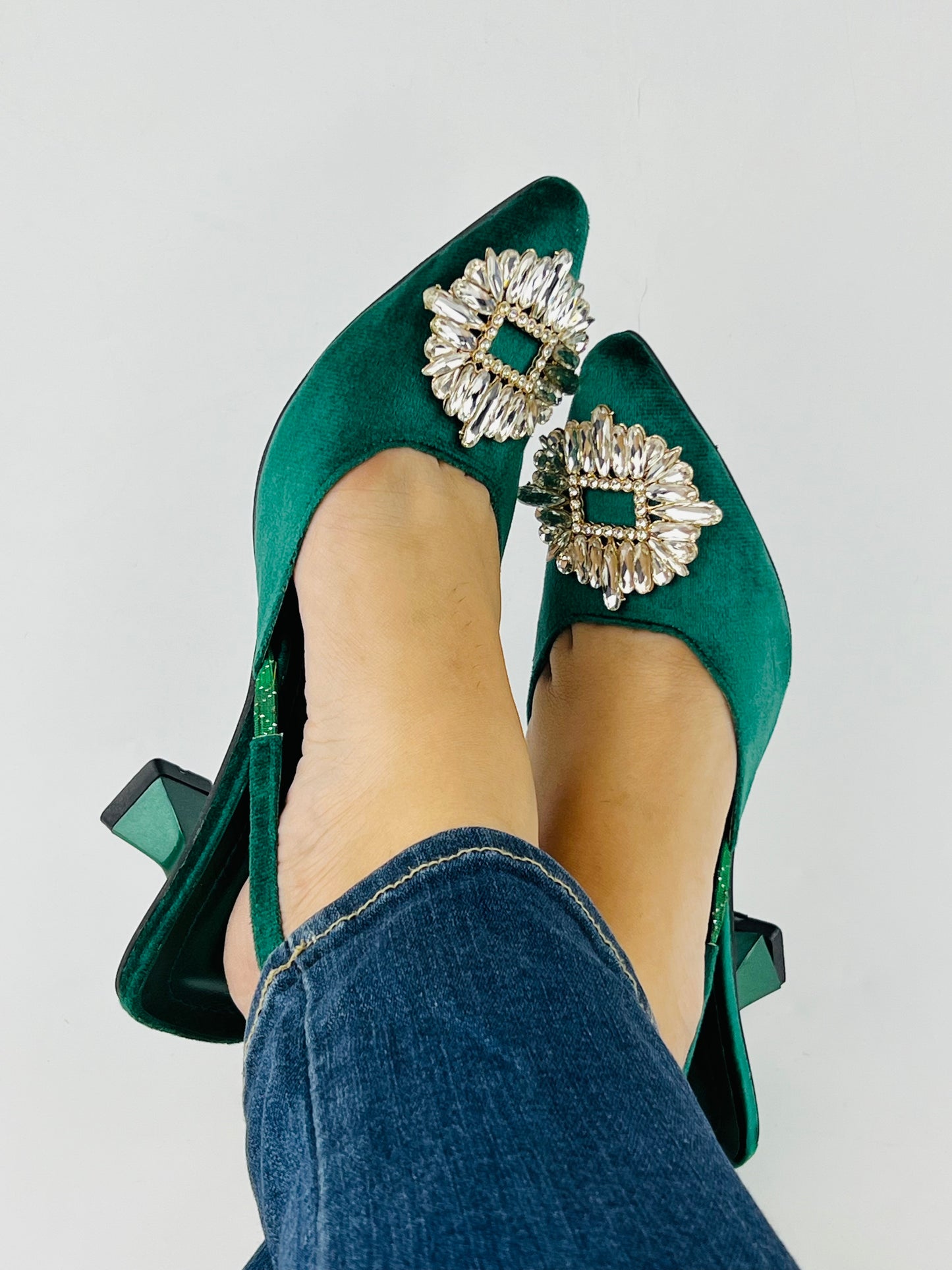 Anastasia Green Velvet Slingback-11083