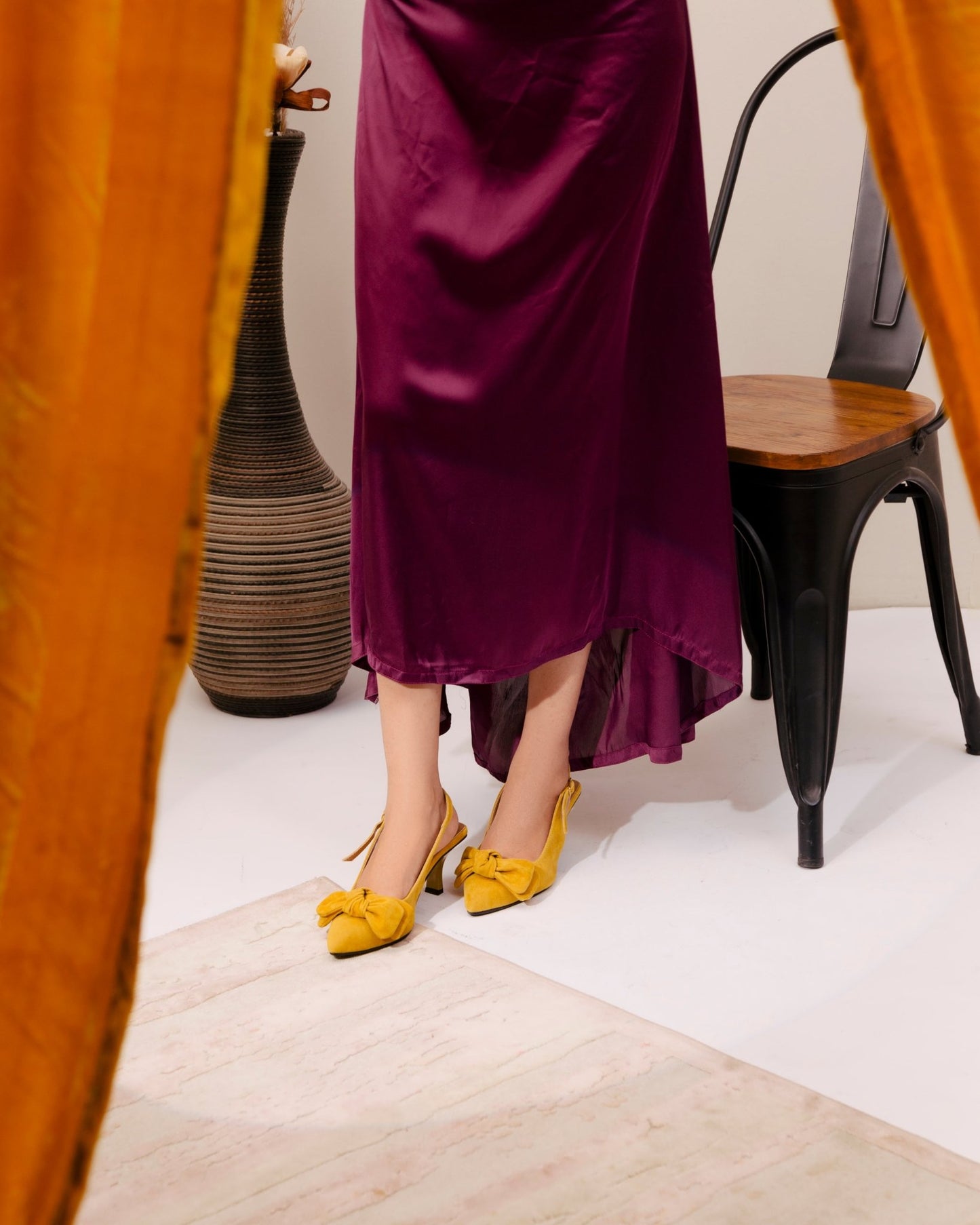 Melina Mustard Bow Heel - Spunkz