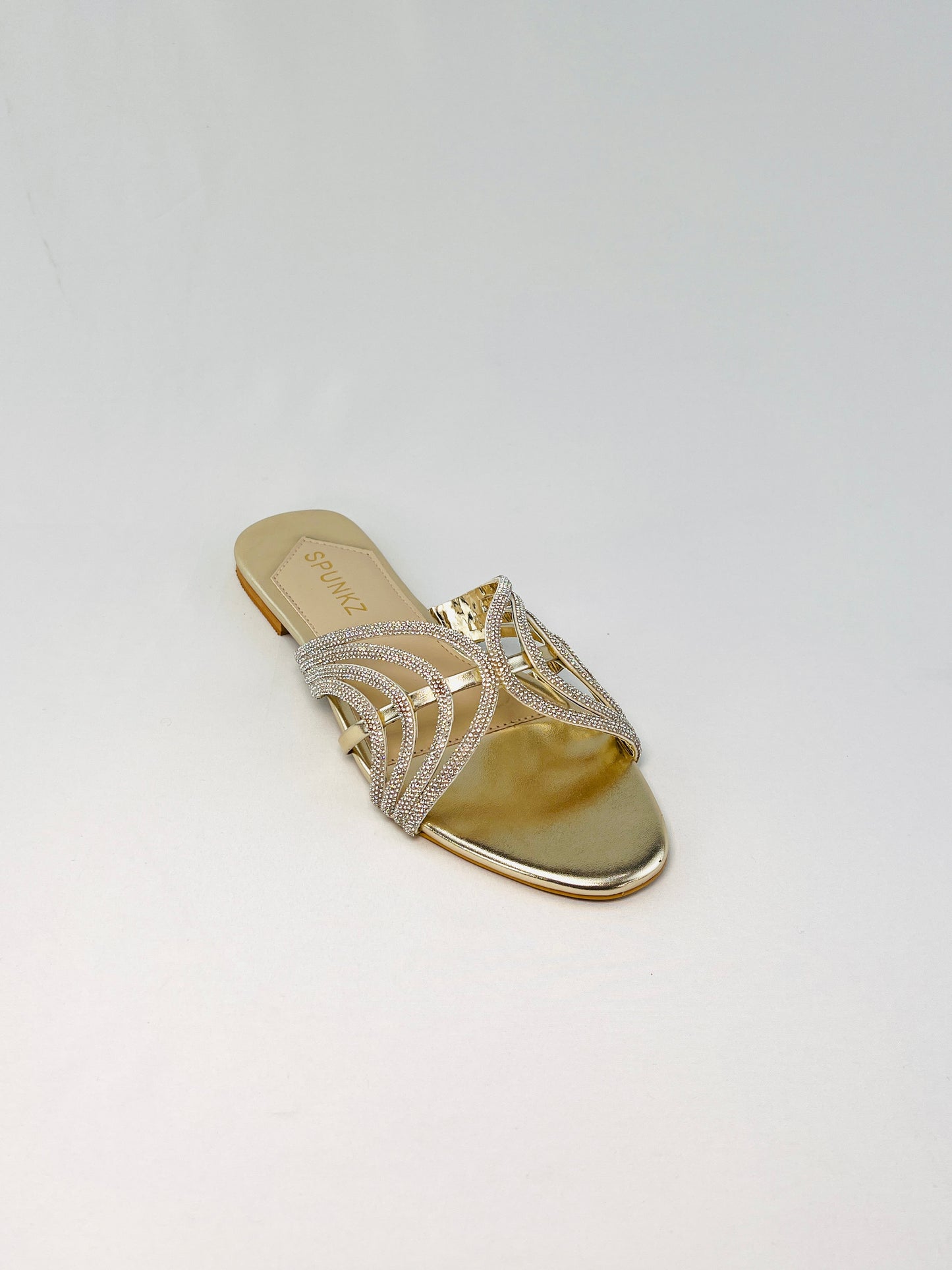 Golden Shiny Strap Slippers