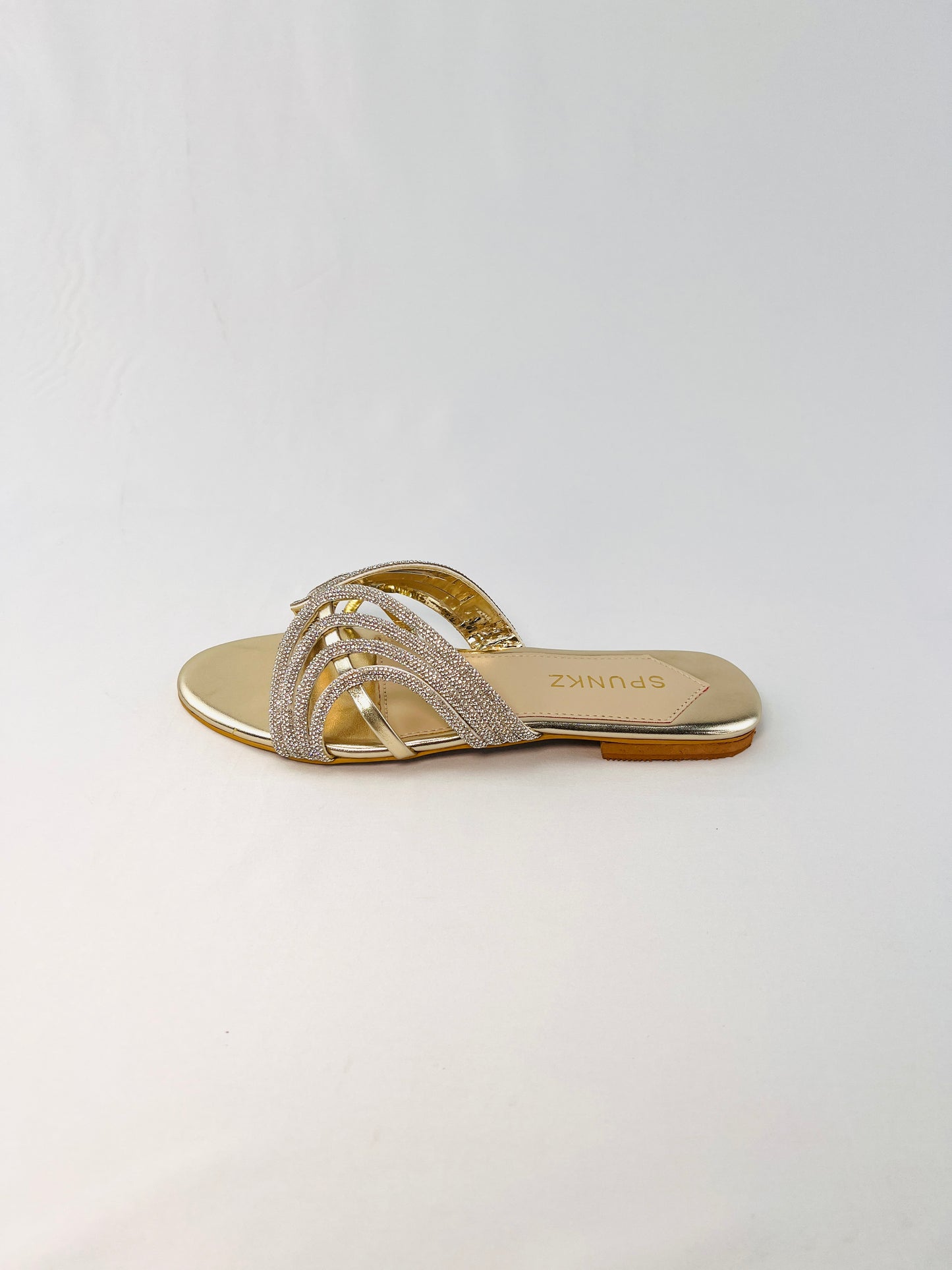Golden Shiny Strap Slippers