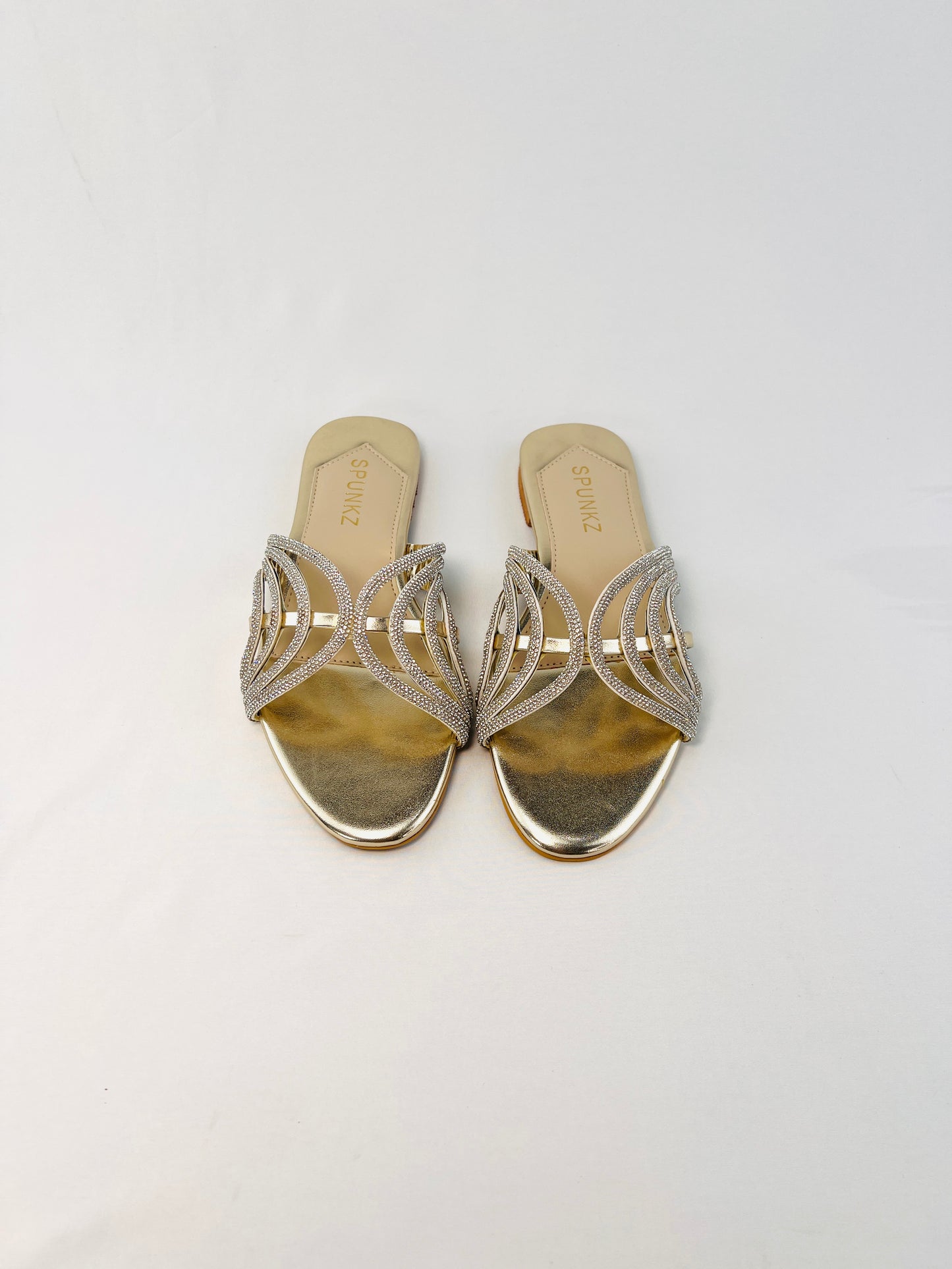 Golden Shiny Strap Slippers