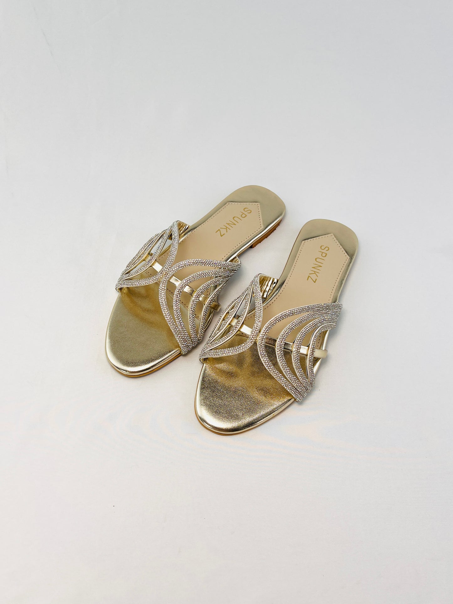 Golden Shiny Strap Slippers