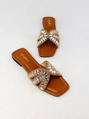 Embellished Slippers (Brown) - Spunkz