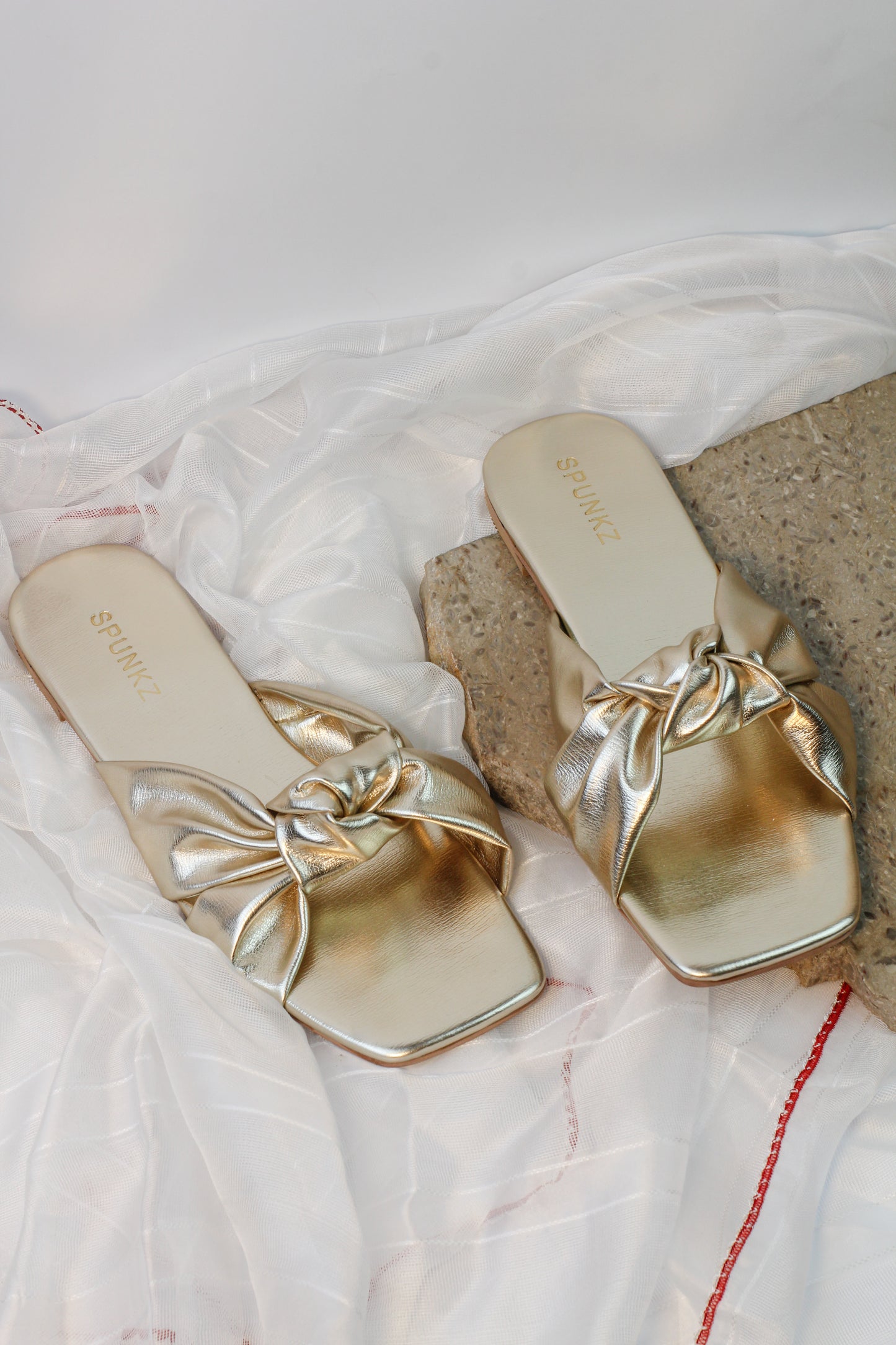 Tinsley Gold Flat Sandals (11054) - Spunkz