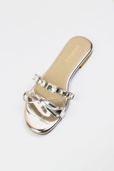 Myra Silver Flat Slippers (11070) - Spunkz