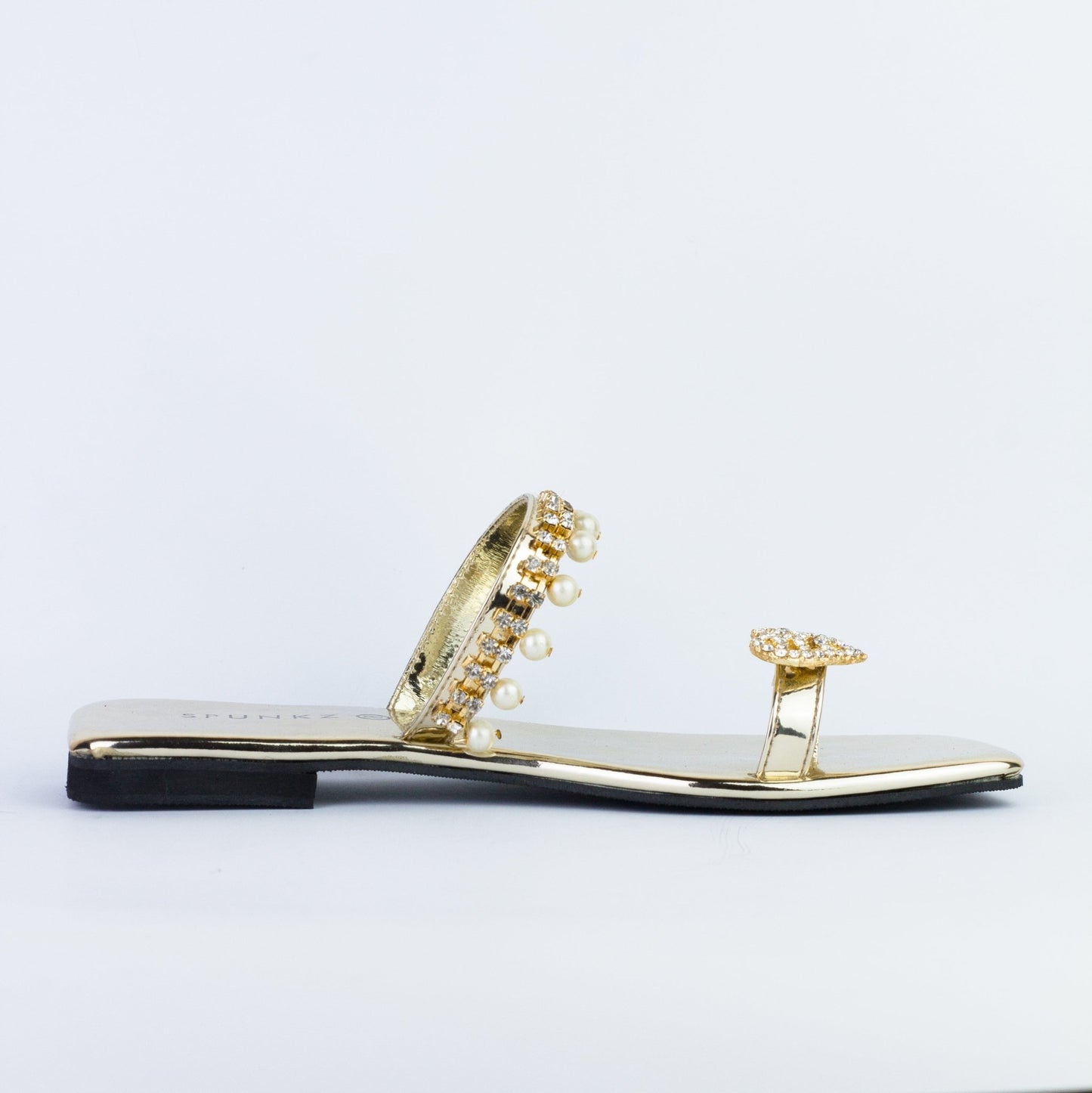 Zoe Gold Flat Slip on Sandals (11072) - Spunkz