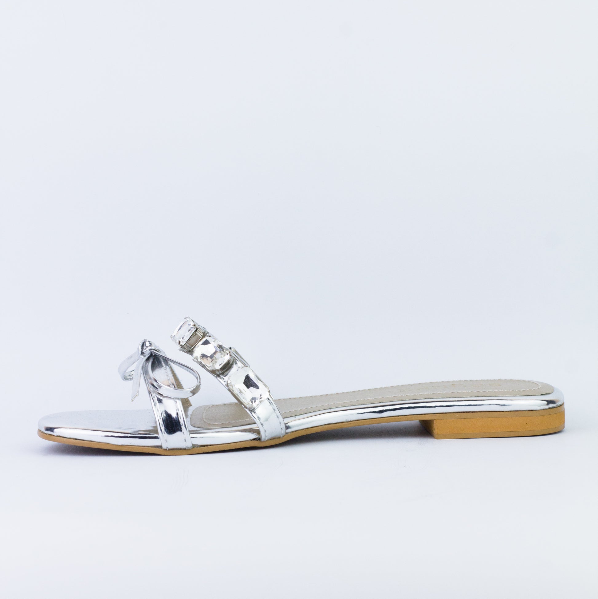 Myra Silver Flat Slippers (11070) - Spunkz
