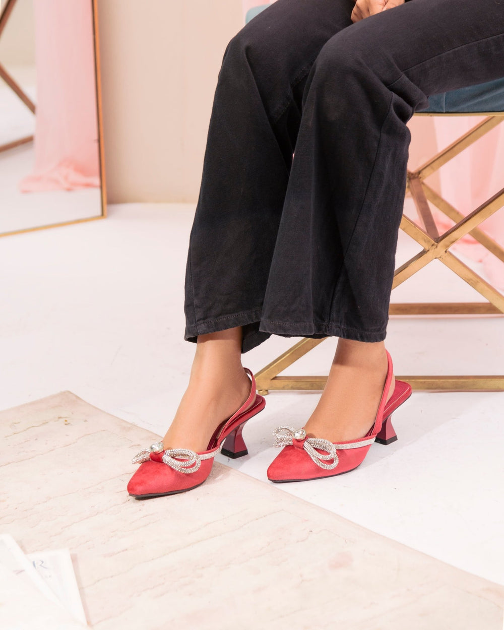 Loxi Pink Diamante Heel (11011) - Spunkz