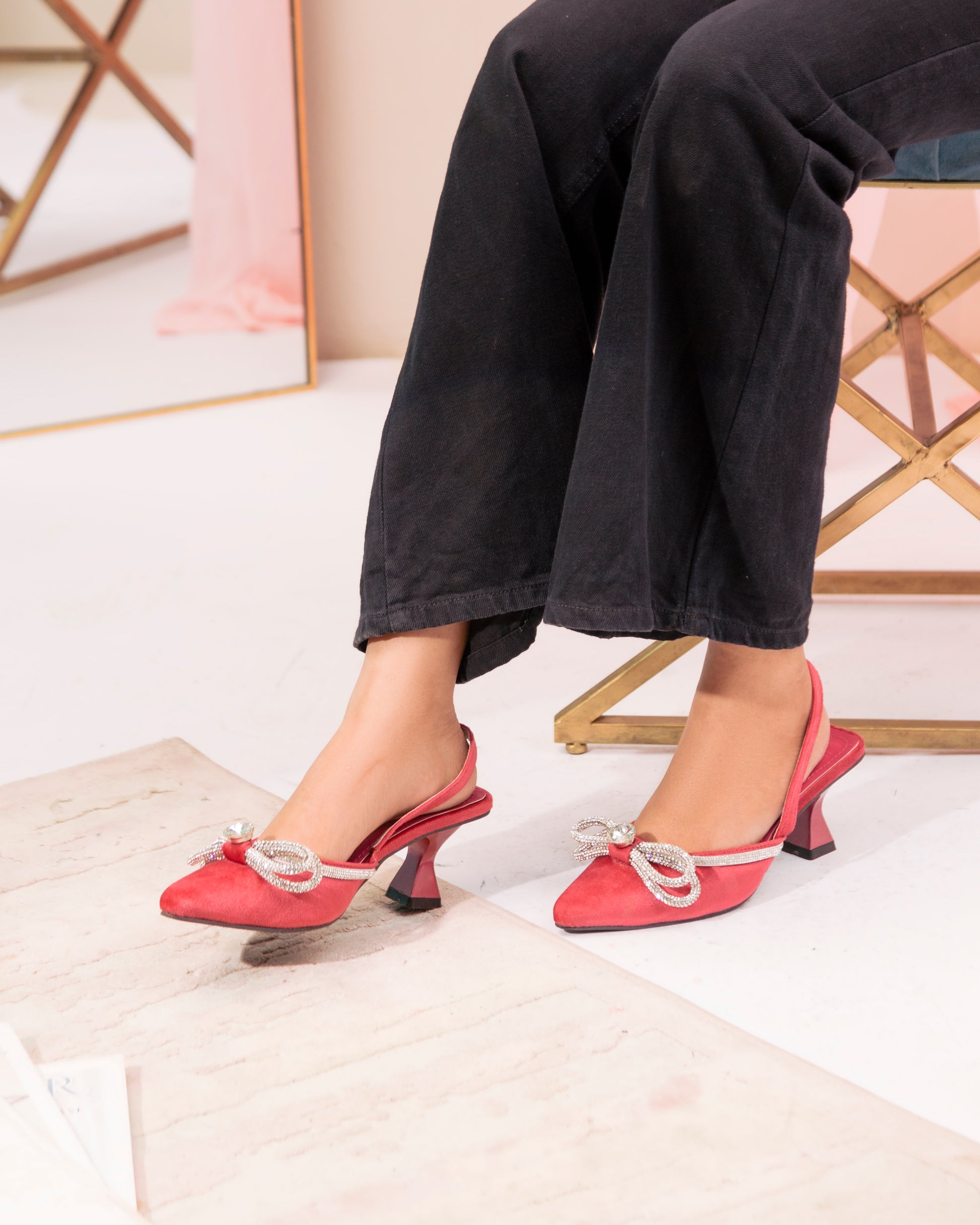 Loxi Pink Diamante Heel (11011) - Spunkz