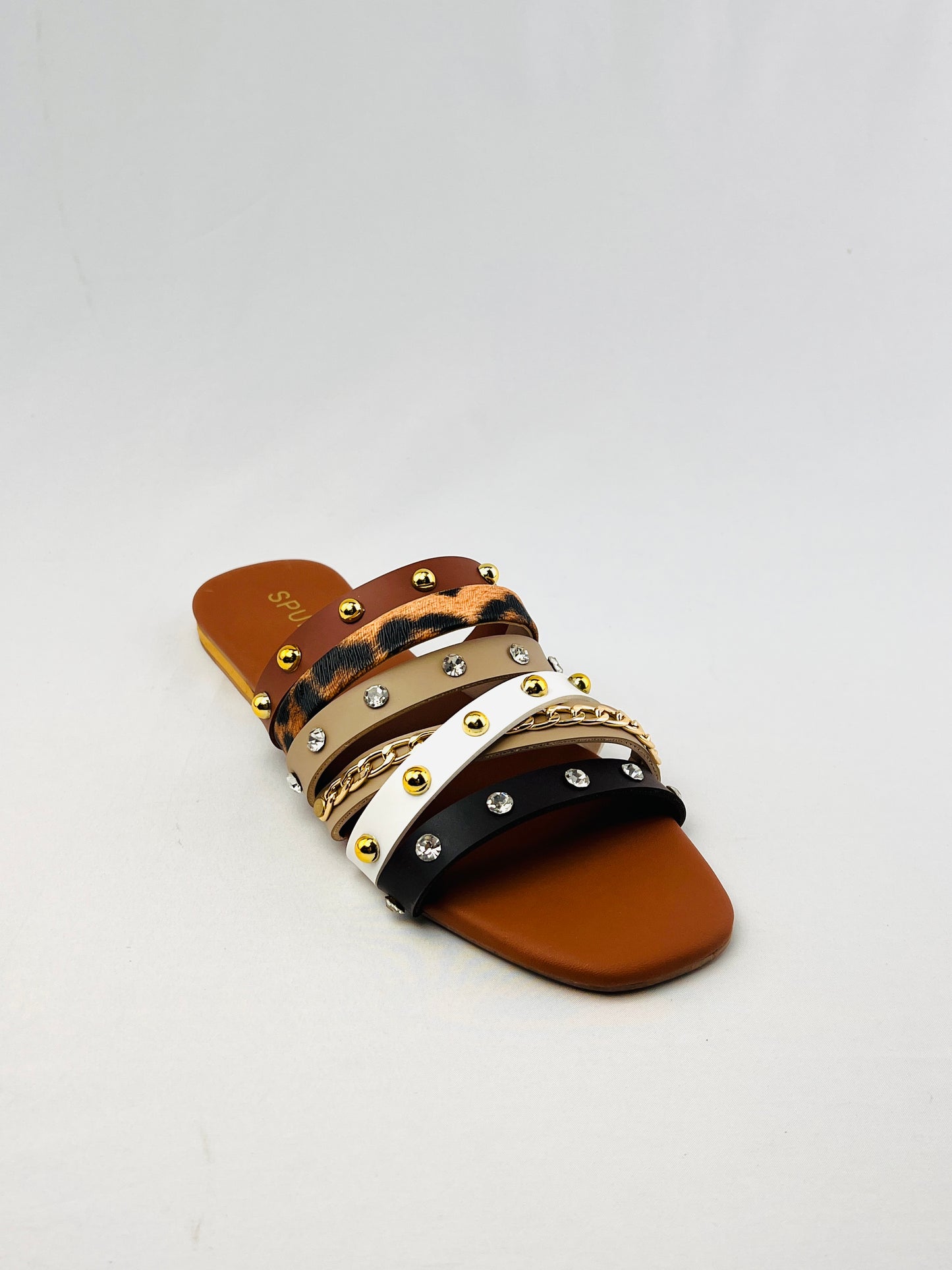 Leopard Strap Slippers (Brown)