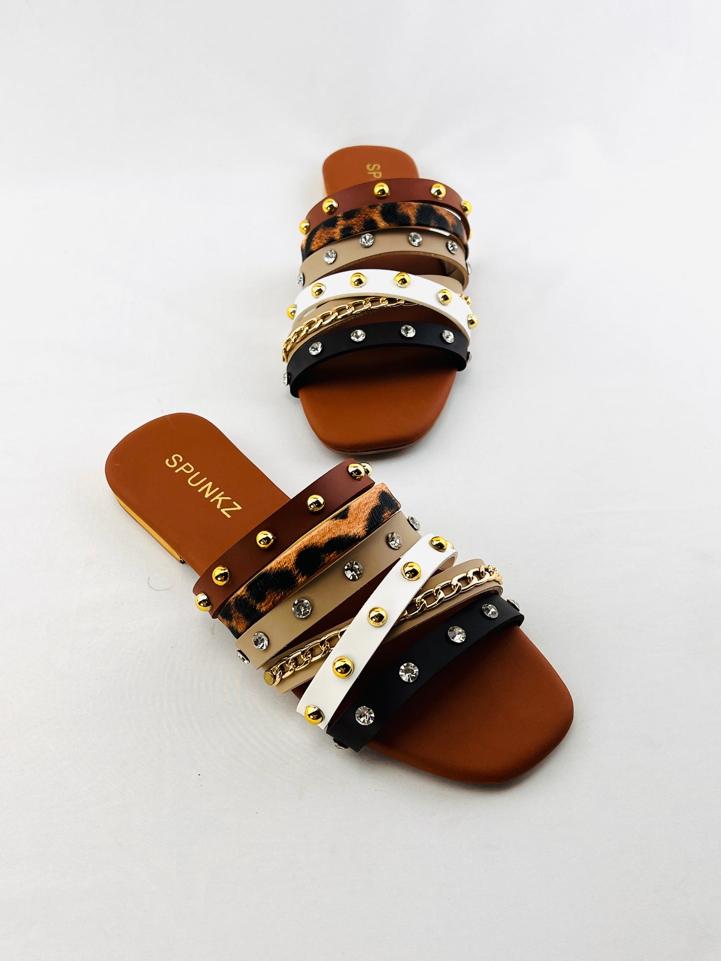 Leopard Strap Slippers (Brown)