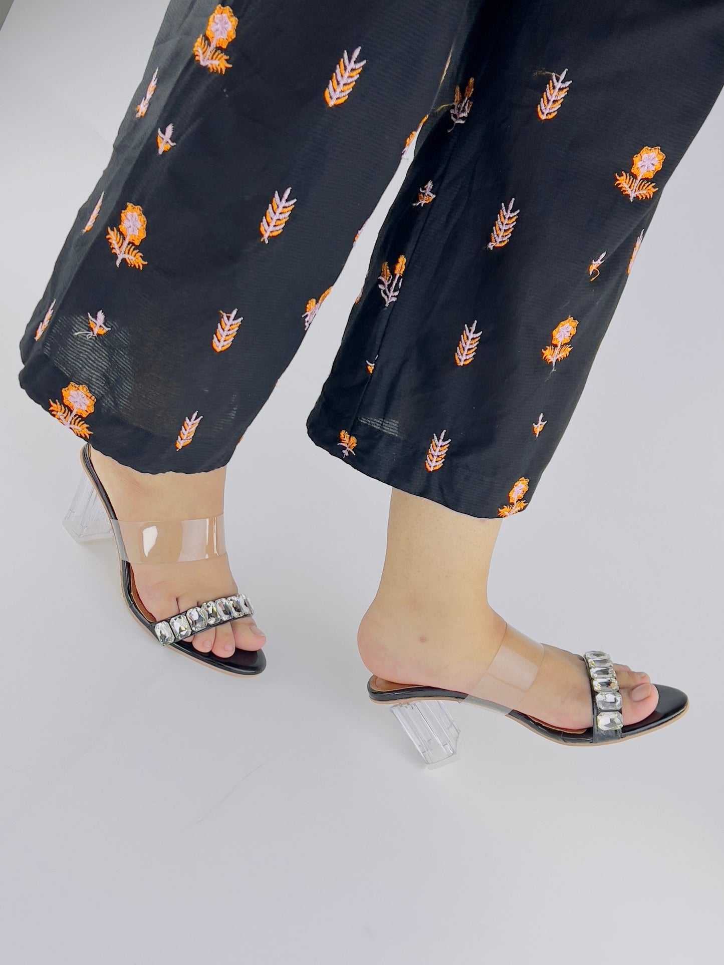 Crystal Heels Black (11019) - Spunkz