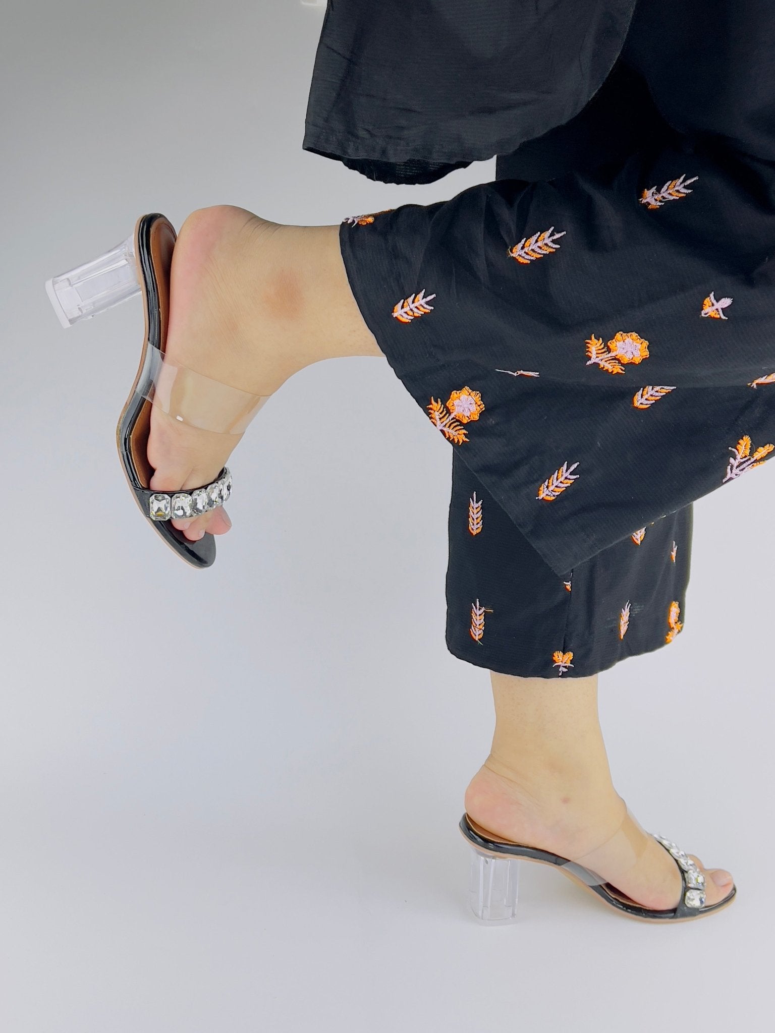 Crystal Heels Black (11019) - Spunkz