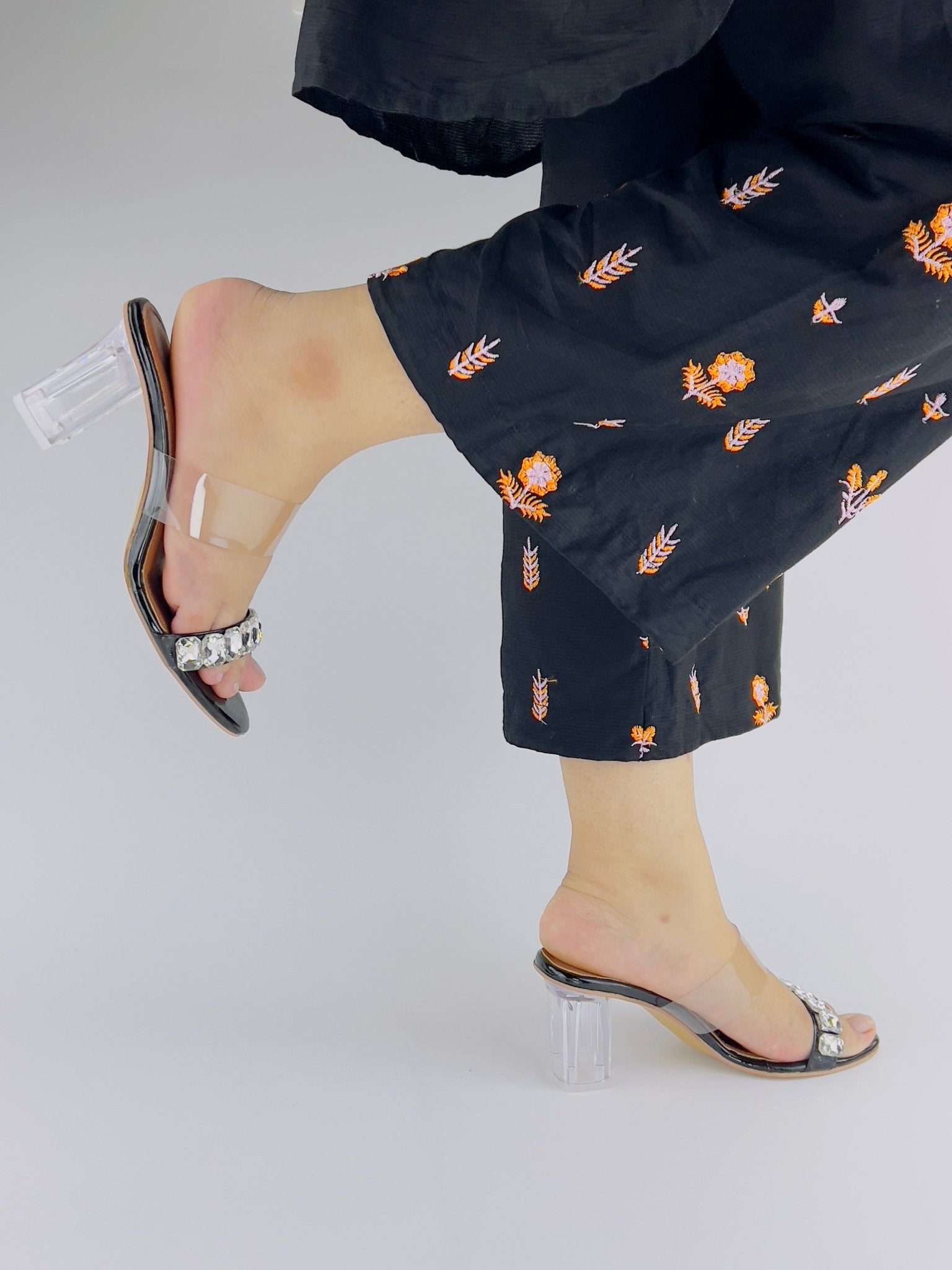 Crystal Heels Black (11019) - Spunkz