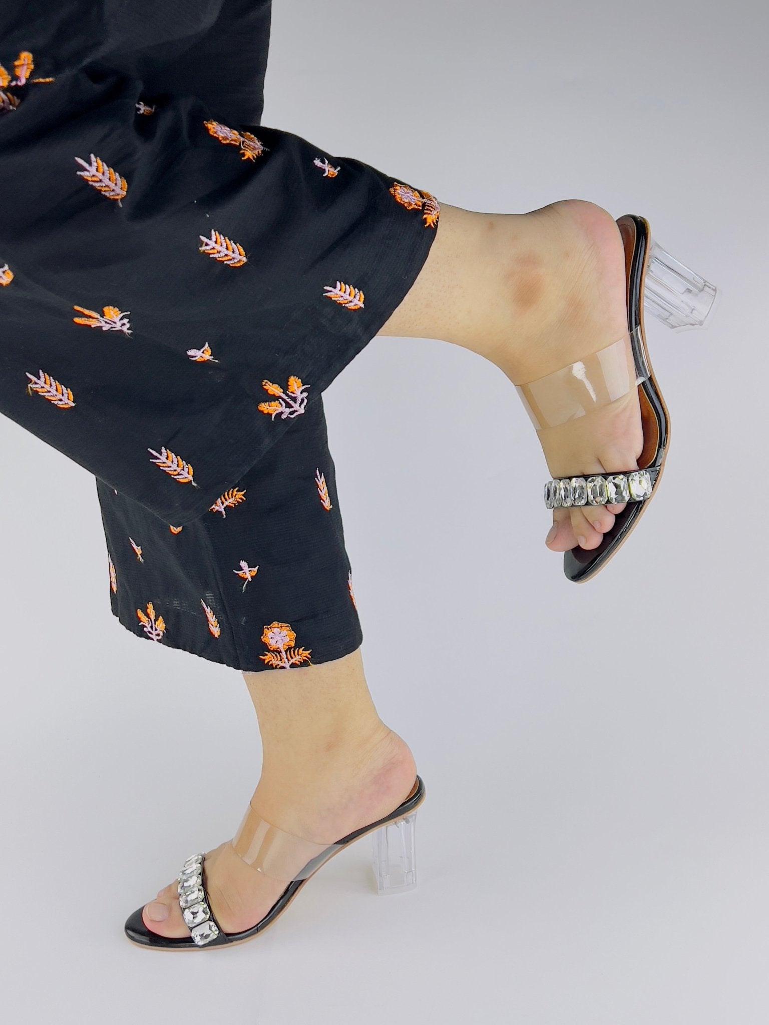 Crystal Heels Black (11019) - Spunkz