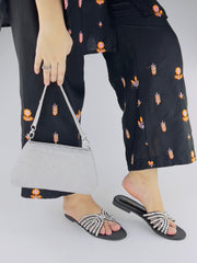 Jamie Black Flat Slippers (11035) - Spunkz