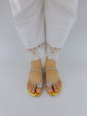 Cyra Shiny Gold Flat Slides (11065) - Spunkz