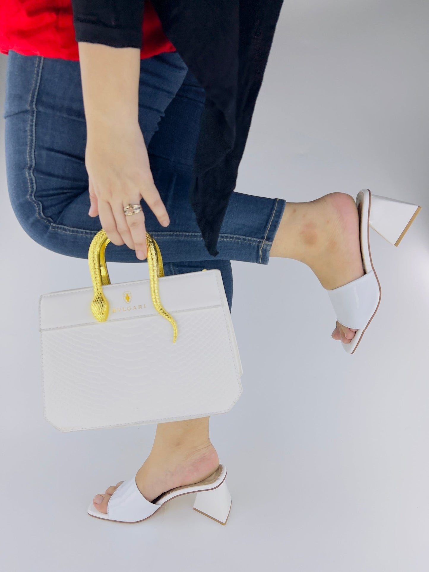 Square Toe Slip - On Heels (White) - Spunkz