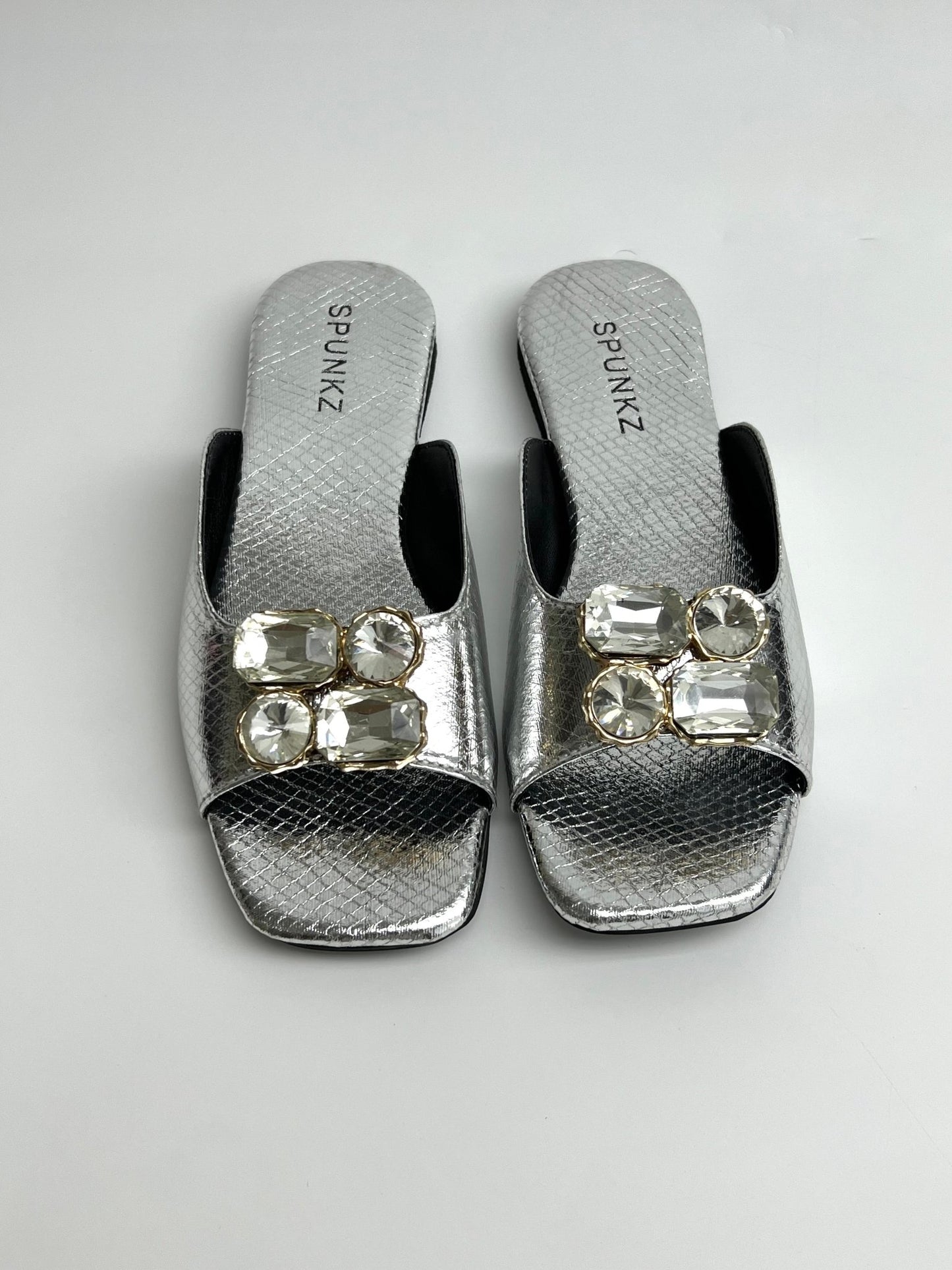 Silver Crocs Diamond Flats - Spunkz