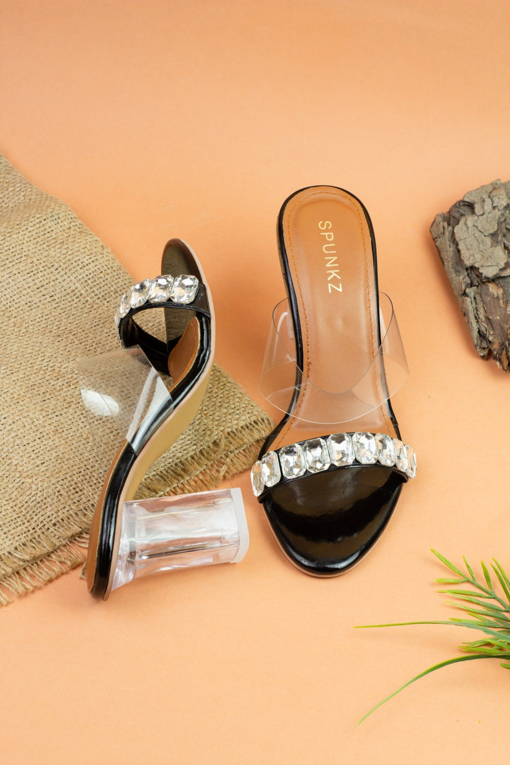 Crystal Heels Black (11019) - Spunkz