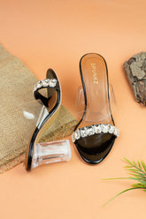 Crystal Heels Black (11019) - Spunkz