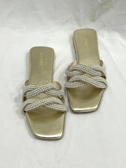 Hand Embellished Pearl Flats Slippers - Spunkz