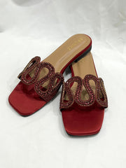 Cross Strap Maroon Slippers - Spunkz