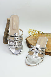 Bella Silver flat sandals (11075) - Spunkz