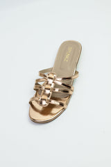Twisted Rose Gold Flat Sandals (11075) - Spunkz