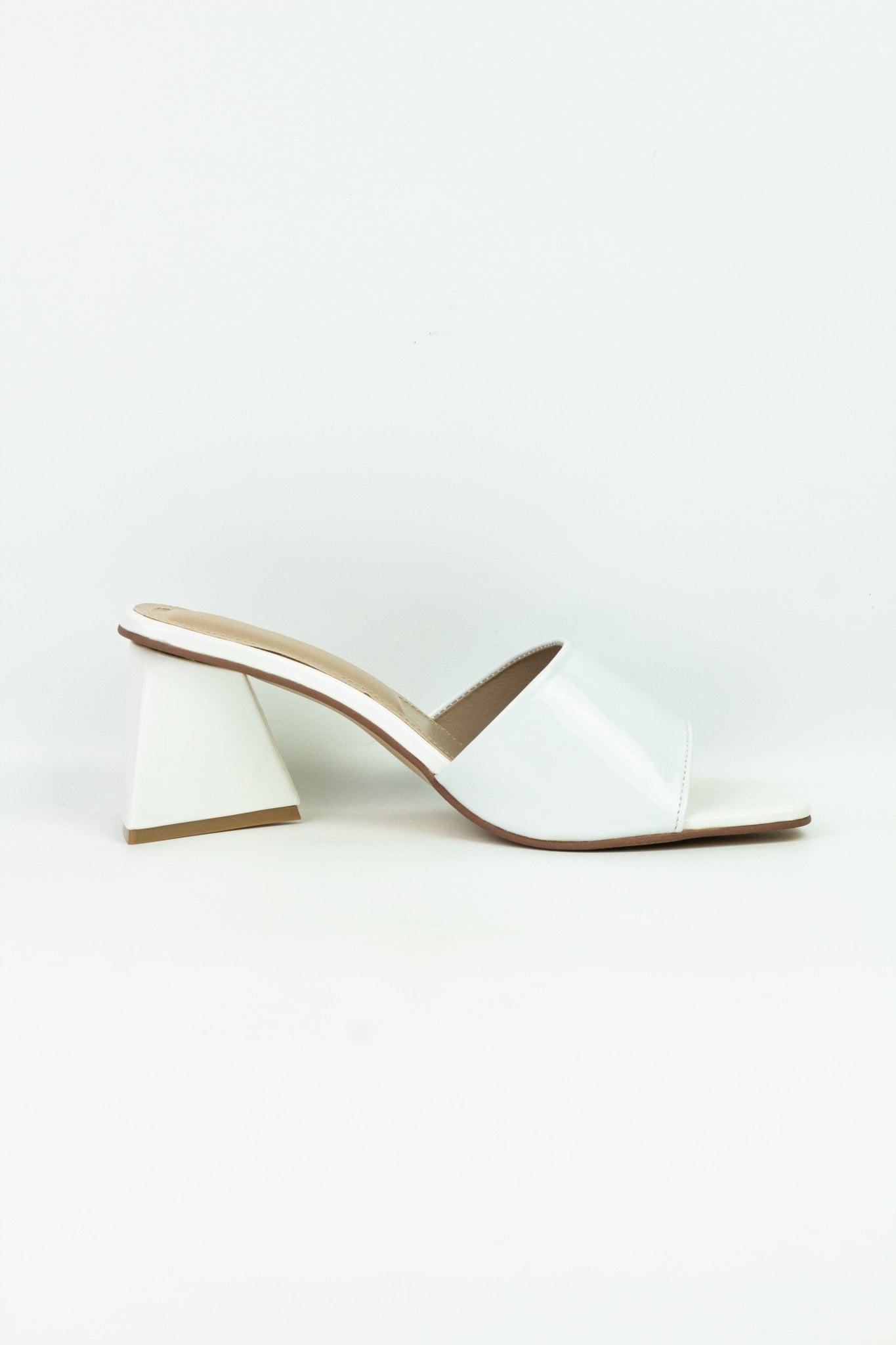Square Toe Slip - On Heels (White) - Spunkz